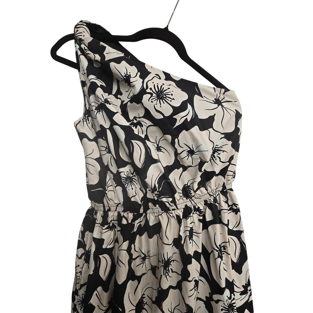 English Factory One Shoulder Maxi Dress XS Black White Floral Tiered Wedding - Picture 6 of 10